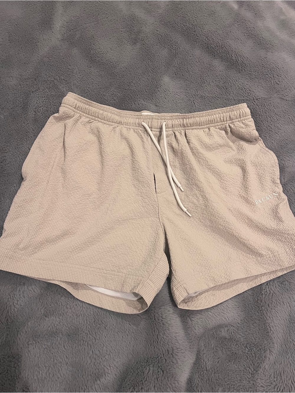 PacSun Beige Textured Short Swim Trunks L